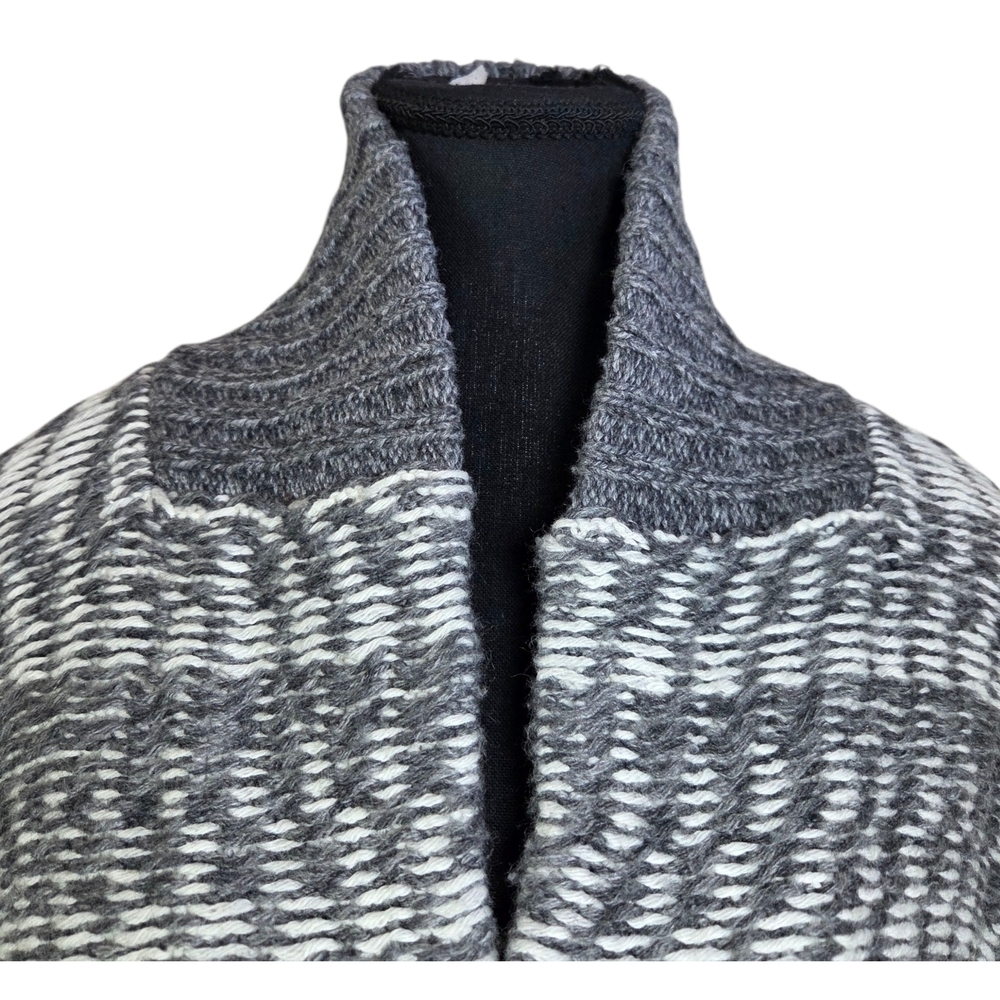 Simons Mens Gray and White Wool Blend Shawl Cardigan Sweater Size L - Picture 2 of 6